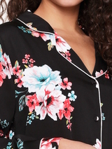 LingaDore Nacht Blossom schwarz/print pyjama