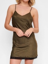LingaDore Nacht Satin Stars olivgrün slipdress