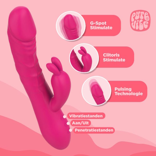PureVibe Magic Pulsing rosa kaninchen vibrator