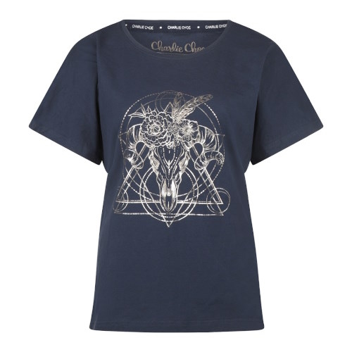 Charlie Choe Viel Glück navy-blau/print schlafshirt