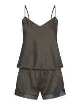 LingaDore Nacht Satin Stars olivgrün shortama
