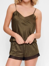 LingaDore Nacht Satin Stars olivgrün shortama