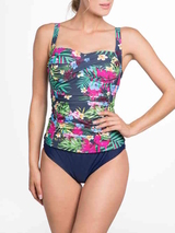 Bomain  navy-blau/print tankini set