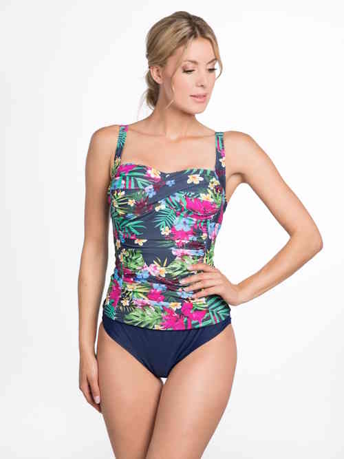Bomain  navy-blau/print tankini set
