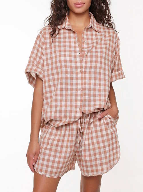 LingaDore Nacht  Hot summer nights braun/print shortama