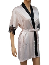 LingaDore Nacht SATIN pink/schwarz kimono
