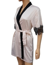 LingaDore Nacht SATIN pink/schwarz kimono