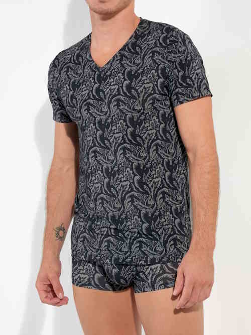 HOM Himeros schwarz/print shirt