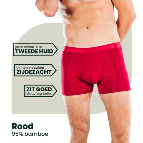 Bamboosa Lewis rot bambus boxershort