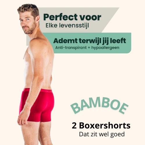Bamboosa Lewis rot bambus boxershort
