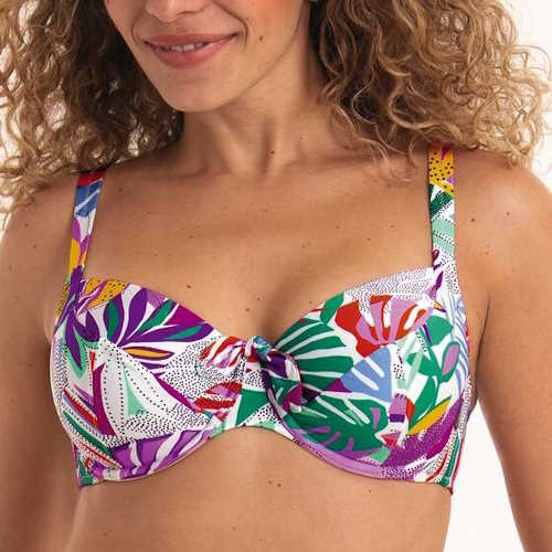 Rosa Faia Bademode Luna weiß/print unwattierter bikini bh