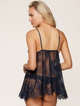 LingaDore Sparkling Blue navy-blau slipdress