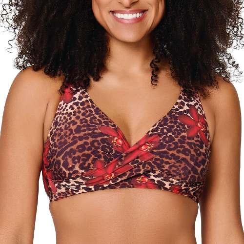 LingaDore Strand Leopard Flower rot unwattierter bikini bh