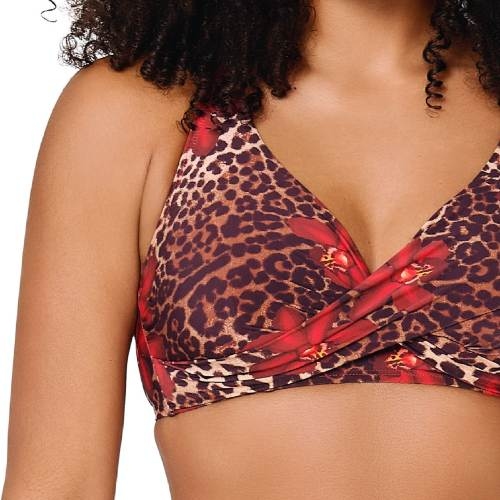 LingaDore Strand Leopard Flower rot unwattierter bikini bh