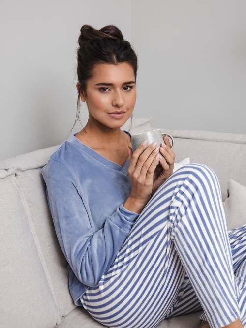 Pastunette Damen blau pyjama