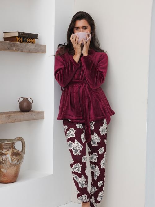 Pastunette Damen dunkelrot pyjama
