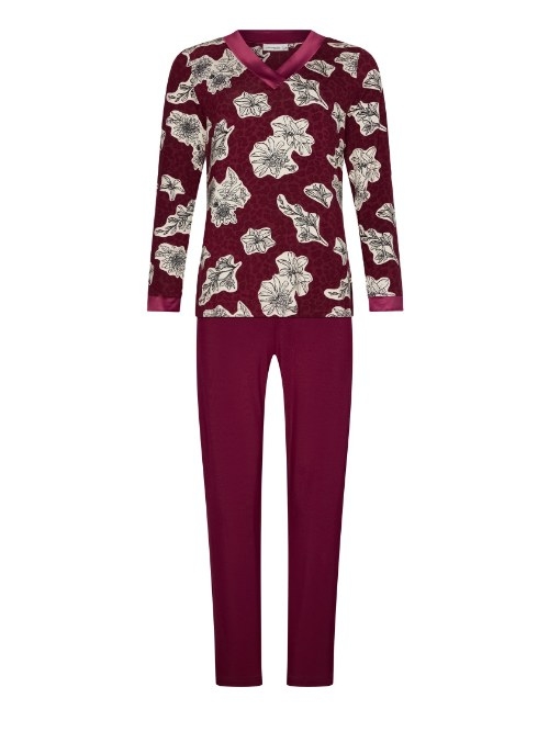 Pastunette Damen dunkelrot pyjama