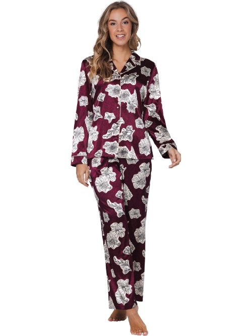 Pastunette Damen dunkelrot pyjama