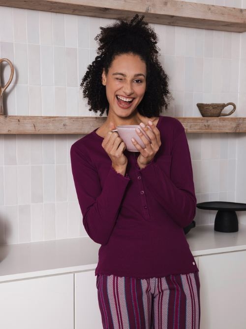 Rebelle Damen dunkelrot pyjama