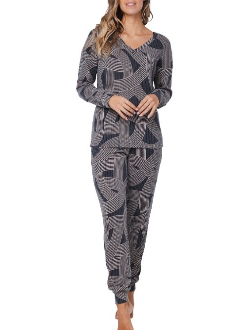 Pastunette Damen schwarz pyjama