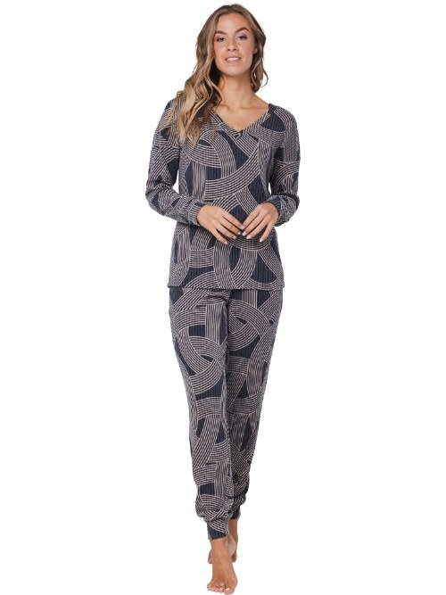 Pastunette Damen schwarz pyjama
