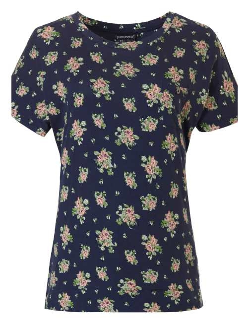Pastunette Damen navy-blau pyjama-shirt