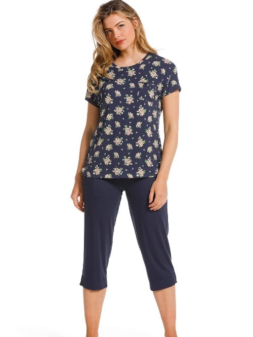 Pastunette Damen navy-blau pyjama-shirt