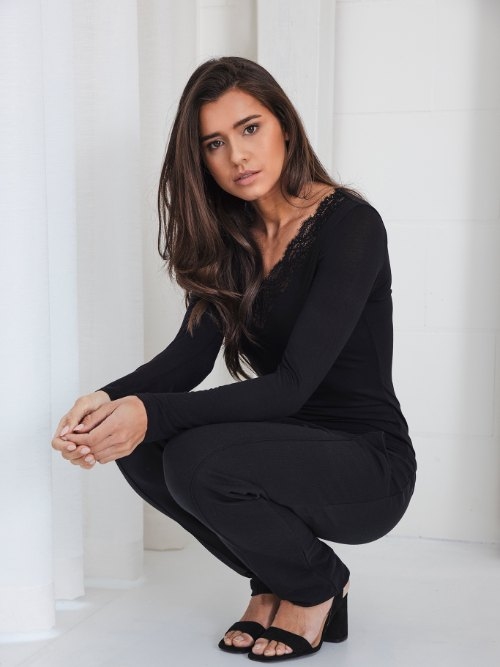 Pastunette Damen schwarz schlafshirt