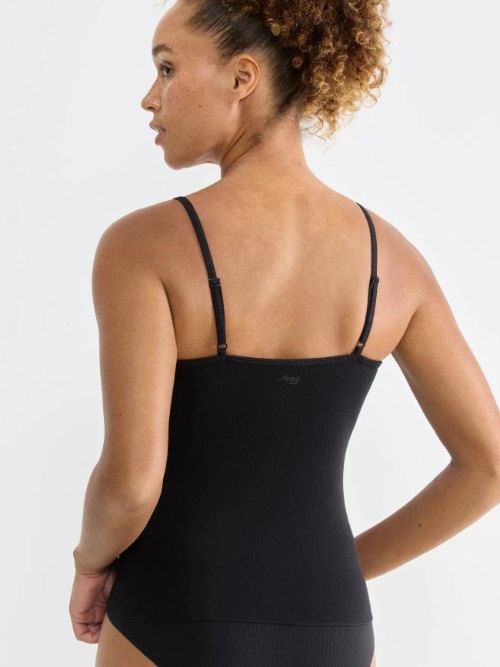 Sloggi GO Ribbed schwarz spaghetti top