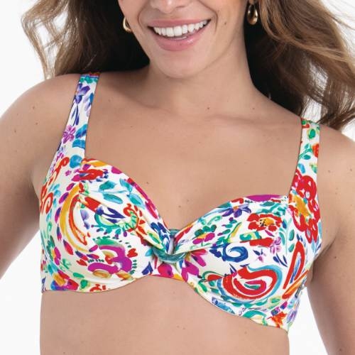 Rosa Faia Bademode Hermine weiß/print gemoldefer bikini bh
