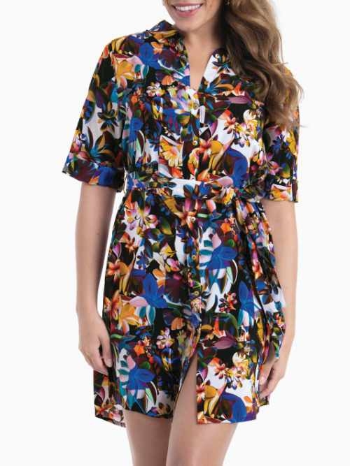 Anita Bademode Lavagna schwarz/print strandkleid