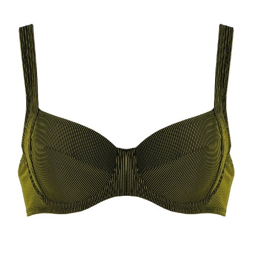 Naturana Badmode Damen schwarz/gelb unwattierter bikini bh