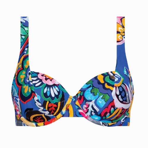 Lisca Bademode Mexico blau/print unwattierter bikini bh