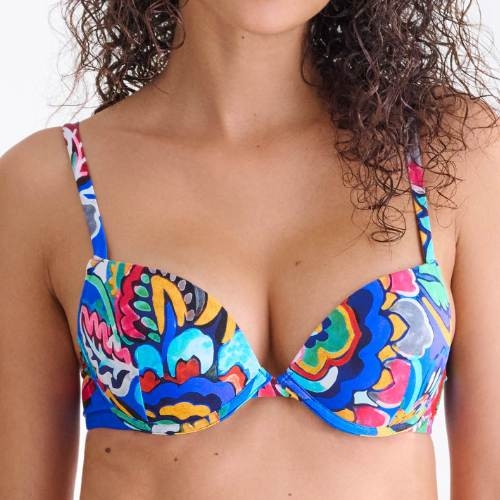 Lisca Bademode Mexico blau/print push up bikini bh