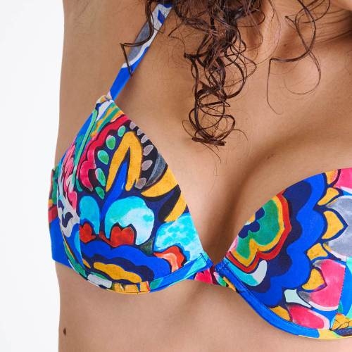 Lisca Bademode Mexico blau/print push up bikini bh