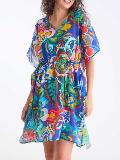Lisca Bademode Mexico blau/print kaftan