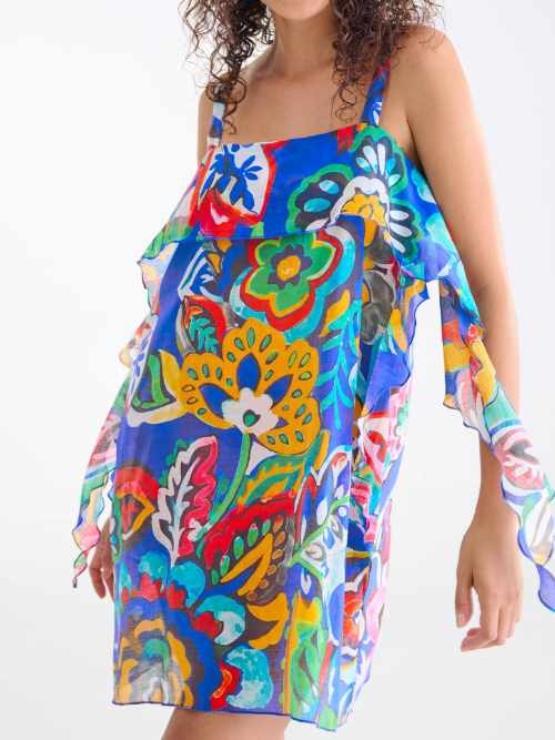 Lisca Bademode Mexico blau/print strandkleid