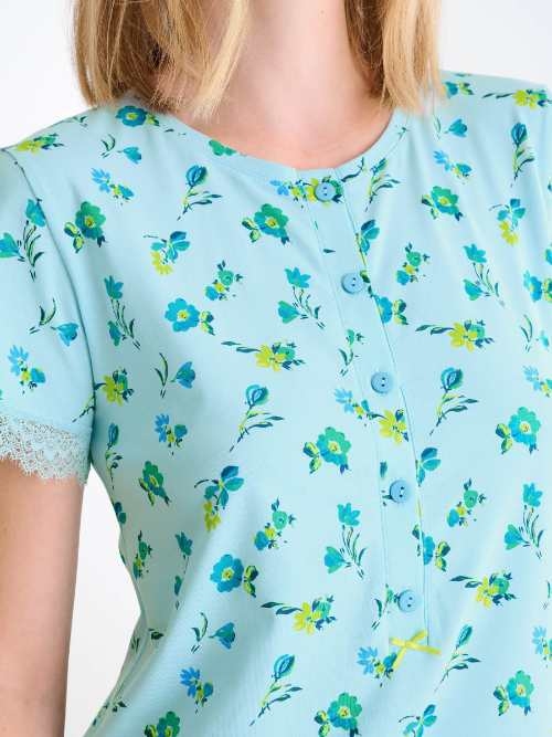 Lisca Bloomy blau nachtkleid