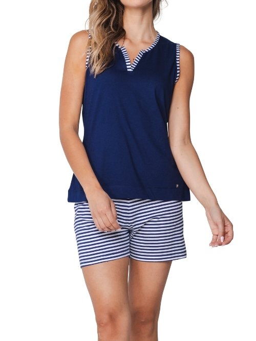 Pastunette Damen navy-blau shortama