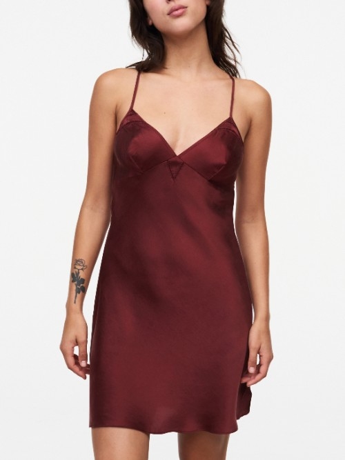 Chantelle Nachtmode Nightshade weinrot slipdress