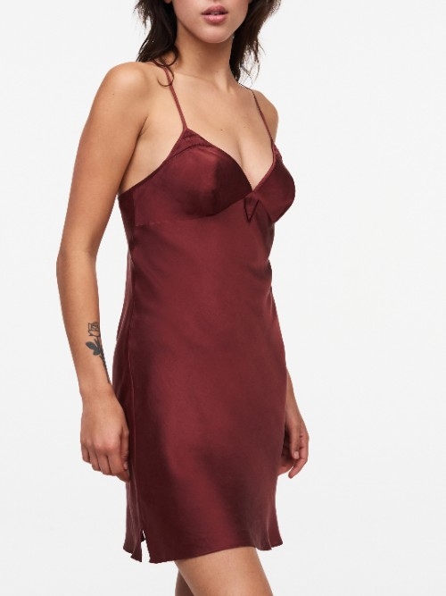 Chantelle Nachtmode Nightshade weinrot slipdress
