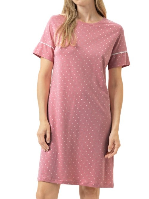 Mey Nachtmode Crochet Dots rosewood schlafshirt