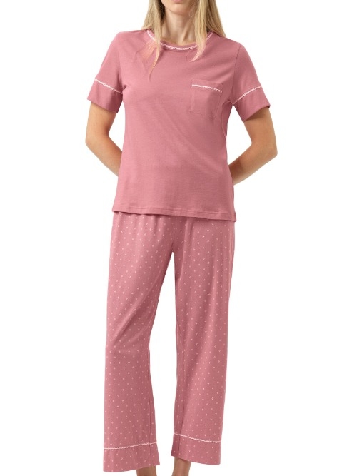 Mey Nachtmode Crochet Dots rosewood pyjama