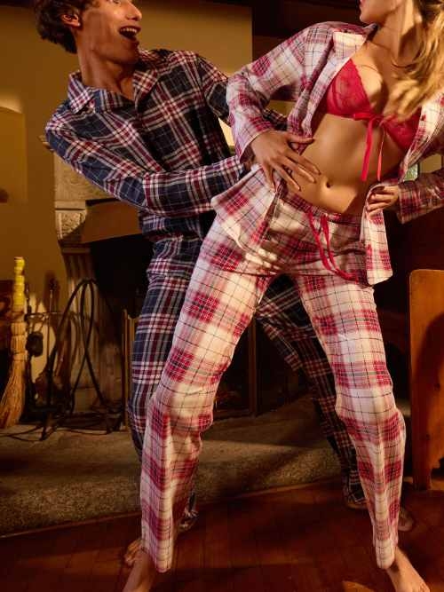 Lisca Nachtmode Cosy Nights red plaid pyjamahose
