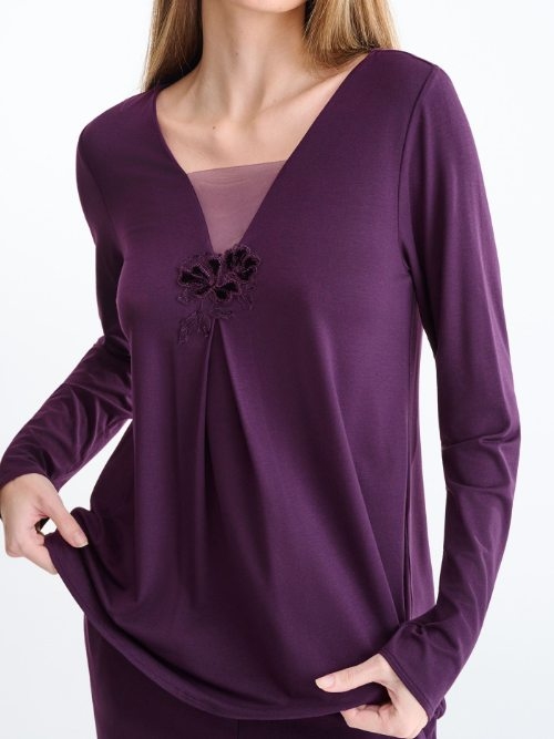 Lisca Nachtmode Velvet violett pyjama
