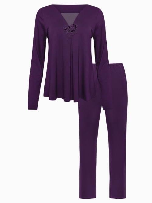 Lisca Nachtmode Velvet violett pyjama