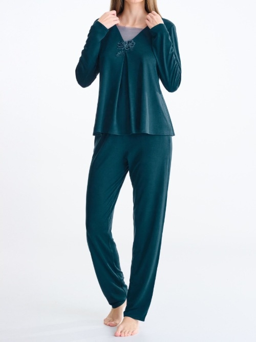 Lisca Nachtmode Velvet blau pyjama
