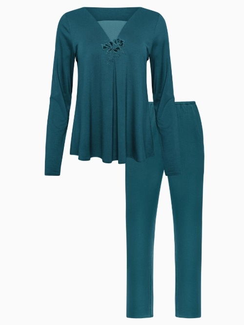Lisca Nachtmode Velvet blau pyjama