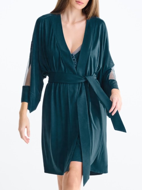 Lisca Nachtmode Velvet atlantic deep kimono
