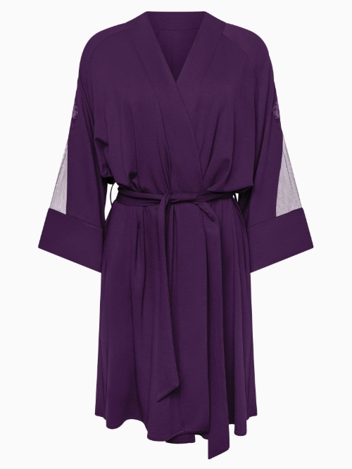 Lisca Nachtmode Velvet violett kimono